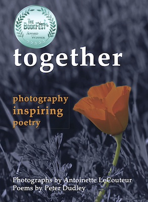 The cover of "together" with the poetry book award medallion included in the top left